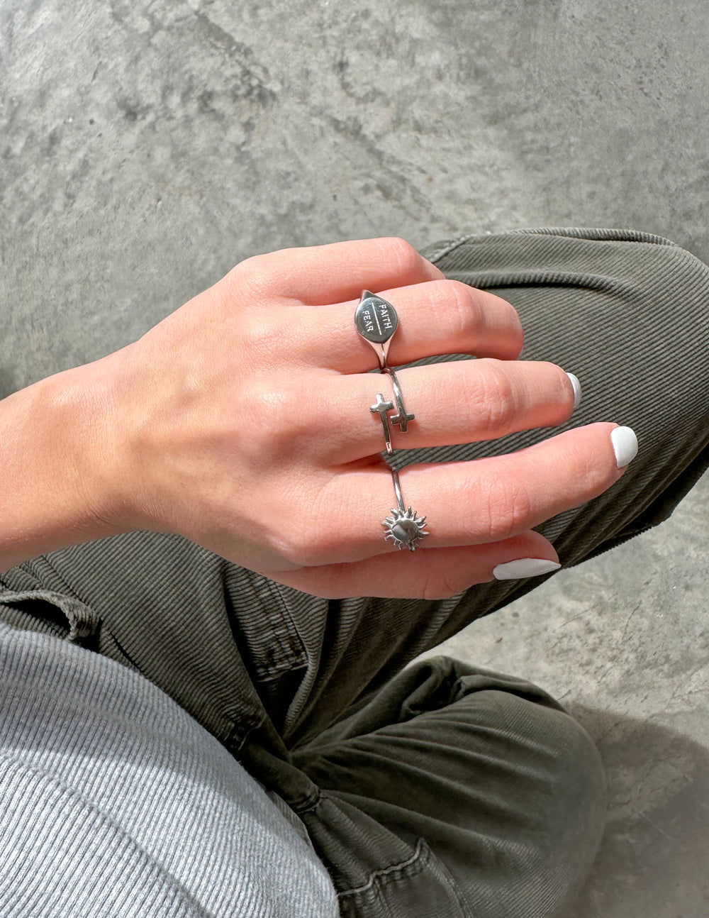 Elevated Faith Christian Jewelry Ring Set featuring cross and sun designs for a meaningful accessory