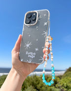 Transparent Christian iPhone Case with Heaven Made Design and Colorful Beaded Strap
