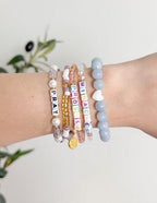 Colorful Elevated Faith Christian Jewelry Bracelet with beads and letters spelling prayer and miracles