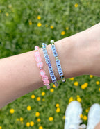Elevated Faith Christian Jewelry Bracelet featuring colorful letter beads spelling uplifting messages