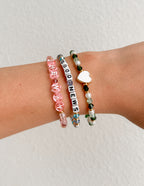 Christian Jewelry Bracelet set featuring colorful letter beads and a heart charm for a meaningful accessory