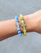 Elevated Faith Christian Jewelry Bracelet with colorful stone beads and cross accents on a wrist