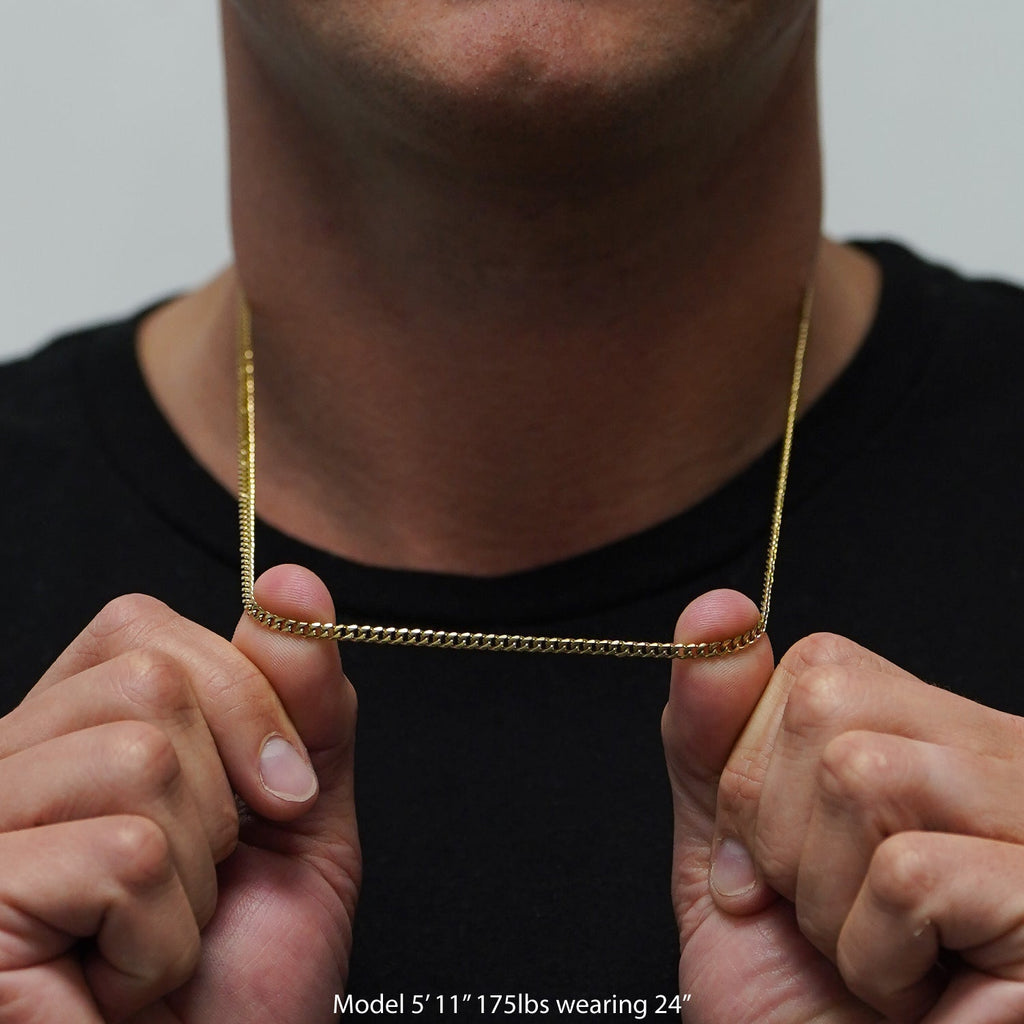 3mm Cuban Link Chain Necklace - 14K Gold Plated Stainless Steel