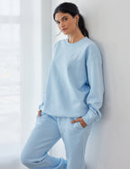 Light blue Christian Crewneck Sweatshirt from Elevated Faith, featuring a relaxed fit and soft fabric