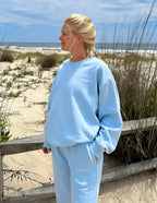 Light blue Christian Crewneck Sweatshirt by Elevated Faith, perfect for beach outings or casual wear
