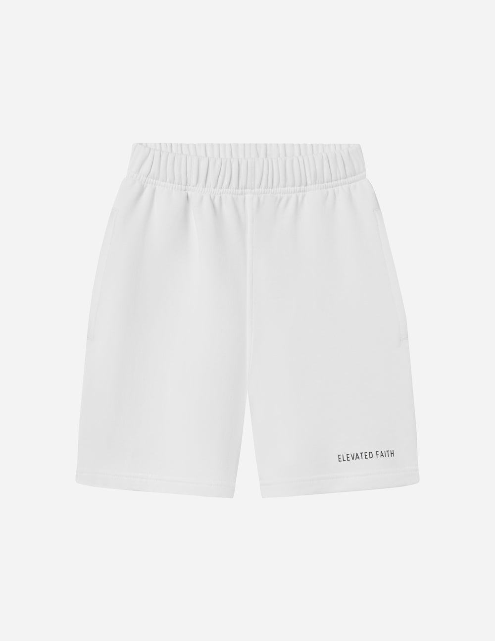 Elevated Faith White Christian Shorts with Comfortable Elastic Waistband for Everyday Wear