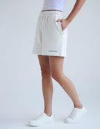 Elevated Faith Christian Shorts in white with side pockets for comfort and style