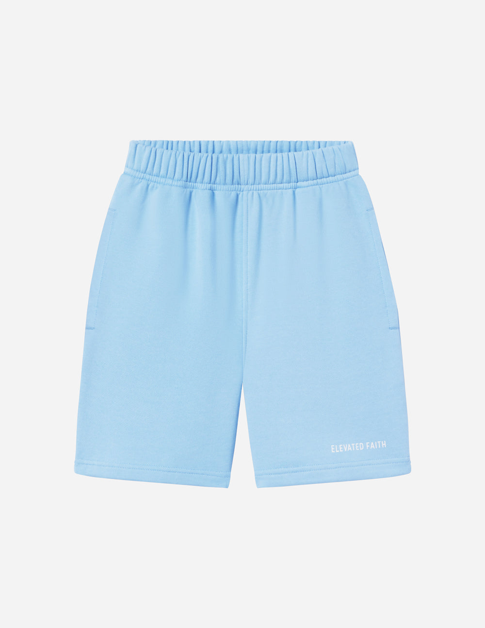 Elevated Faith Light Blue Christian Shorts with Elastic Waistband and Side Pockets