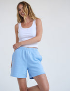 Light blue Elevated Faith Christian Shorts with soft fabric and relaxed fit for everyday wear