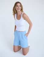 Elevated Faith Light Blue Christian Shorts with Comfortable Fit and Side Pockets