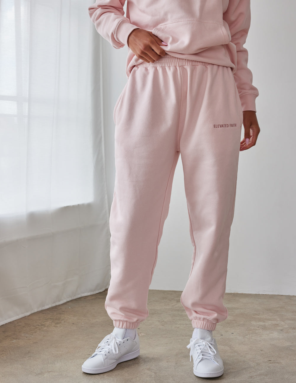 Elevated Faith Pink Sweatpants for Comfort with Christian Apparel Branding