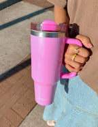 Elevated Faith Pink Tumbler with Handle, Perfect for Christian Gifts and Daily Hydration