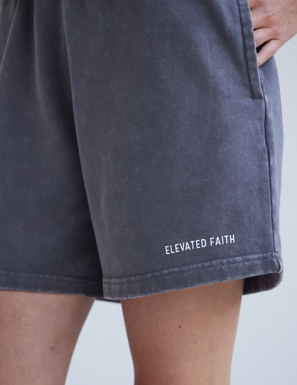 Elevated Faith Christian Shorts in Grey with Comfortable Fit and Stylish Design