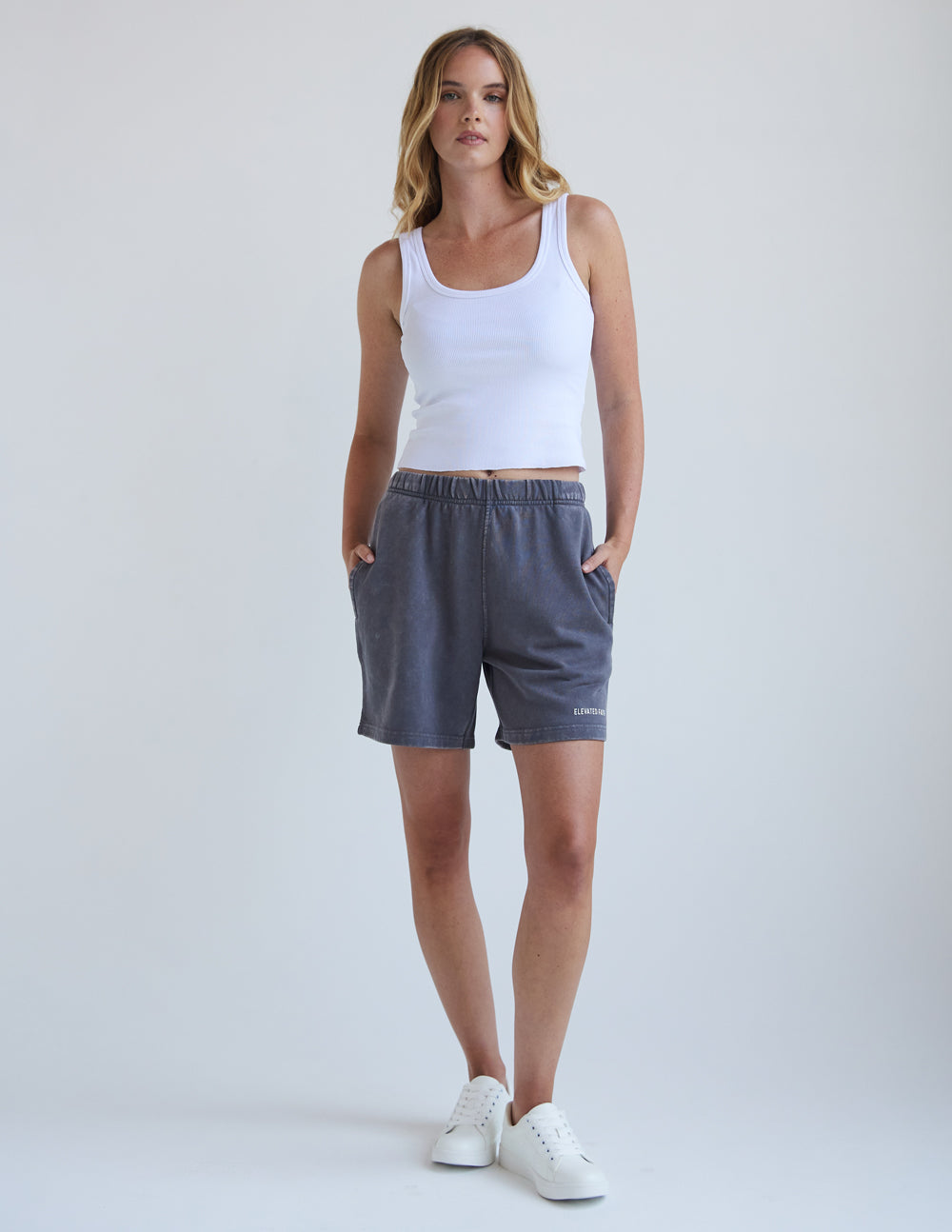 Elevated Faith Christian Shorts in Gray with Comfortable Fit and Side Pockets