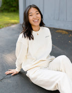 Elevated Faith Christian Crewneck Sweatshirt in cream color, perfect for casual comfort and faith-inspired style