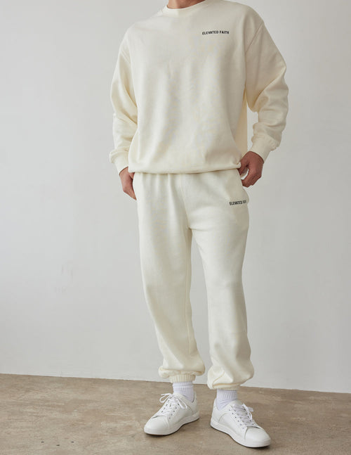 Elevated Faith Cream Sweatpants for Men featuring Christian Apparel design and comfortable fit