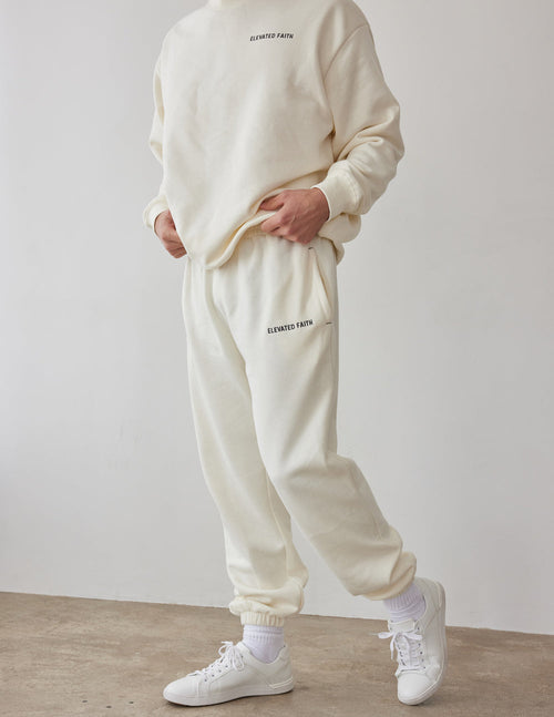 Elevated Faith Cream Sweatpants for Comfort and Style in Christian Apparel