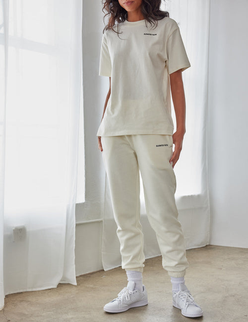 Elevated Faith Cream Sweatpants for Comfort with Christian Apparel Design