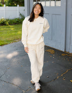 Elevated Faith Cream Sweatpants for Women, part of a stylish Christian Apparel outfit
