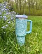 Elevated Faith Floral Tumbler in Light Blue, perfect for Christian Gifts and outdoor use