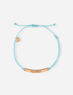 Elevated Faith Christian Jewelry Bracelet with a turquoise string and engraved metal bar