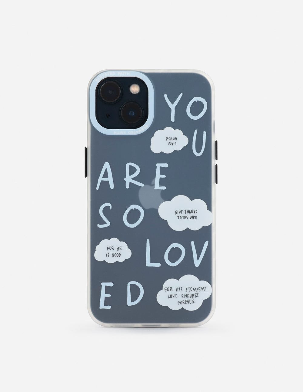 Elevated Faith Christian Phone Case with inspirational text and cloud graphics