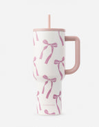 Elevated Faith Tumbler with Pink Bow Design, Perfect for Christian Gifts