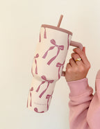 Elevated Faith Tumbler with Pink Bow Design, Perfect Christian Gifts for Everyday Use