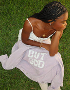 Elevated Faith Christian Jacket in lavender featuring 'BUT GOD' design for stylish expression of faith