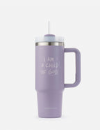 Elevated Faith Purple Tumbler with 'I Am a Child of God' Design, Perfect for Christian Gifts