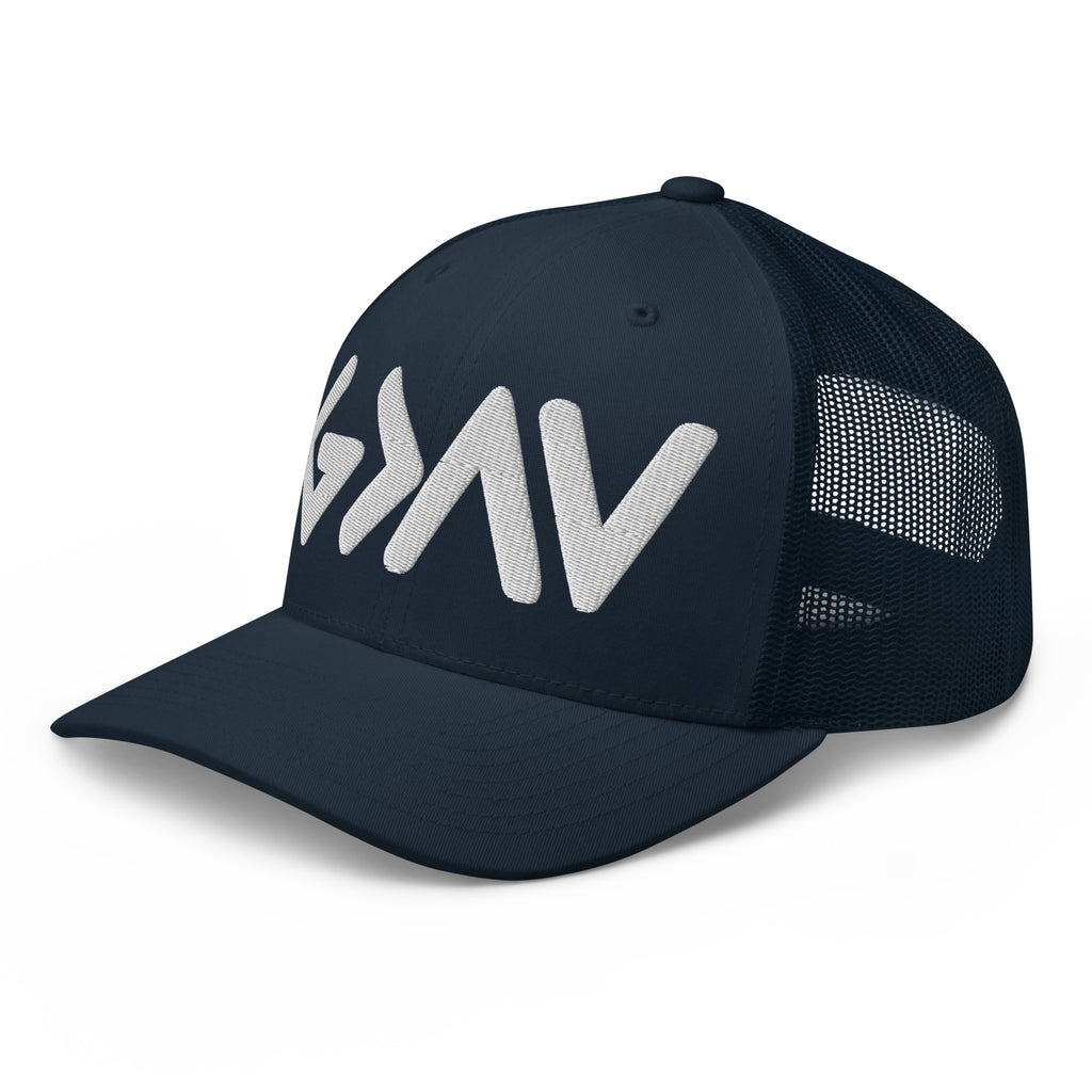 Navy Christian Embroidered Hat with Mesh Back for Comfortable Wear