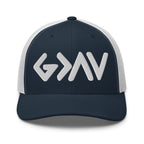 Rep The One Christian Embroidered Hat in navy with mesh back and stylish logo design