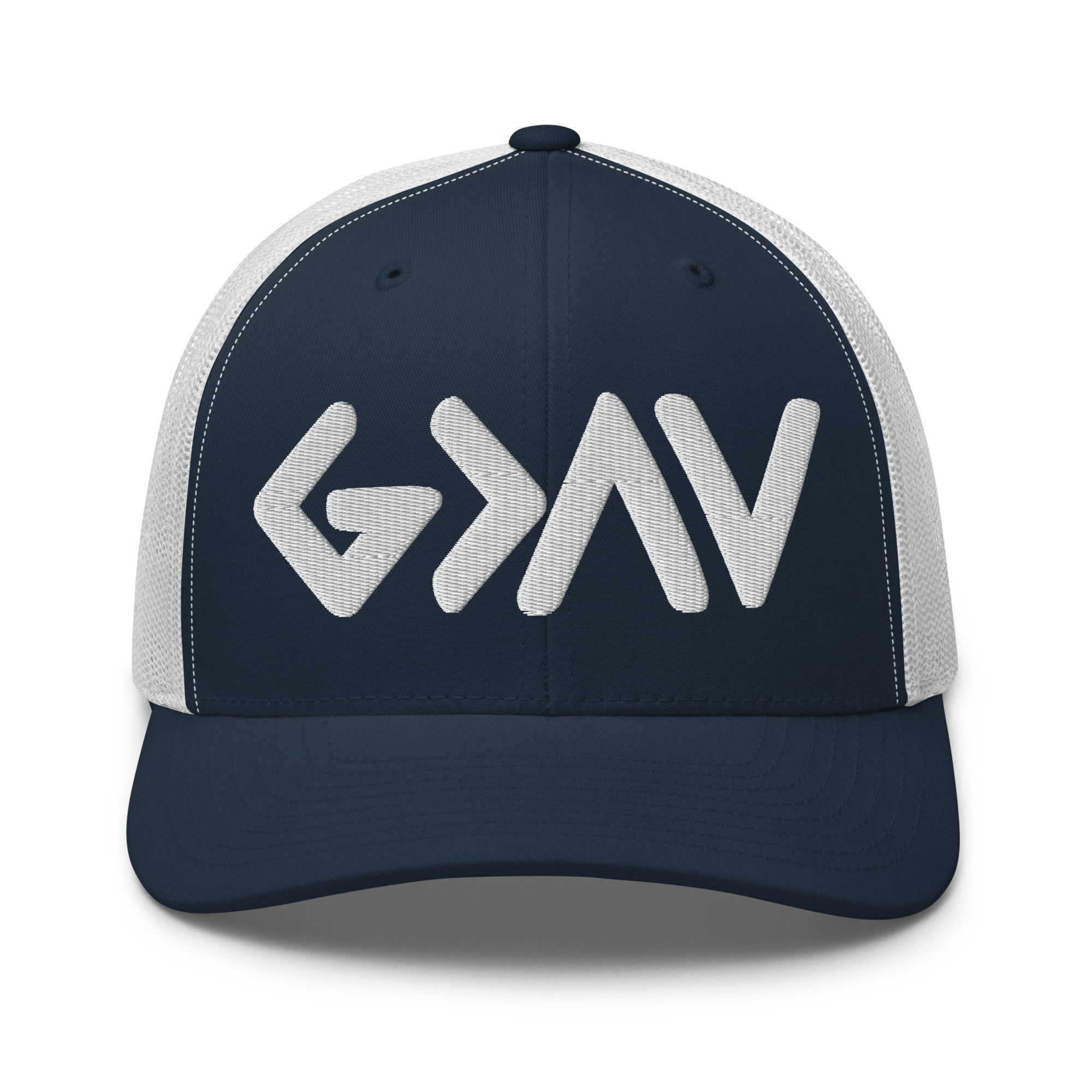 Rep The One Christian Embroidered Hat in navy with mesh back and stylish logo design