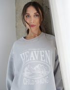 Gray Christian Crewneck Sweatshirt featuring 'Heaven Child of the King' design