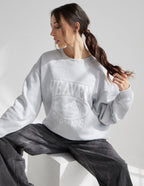 Elevated Faith Christian Crewneck Sweatshirt in light gray with a mountain design and inspirational text
