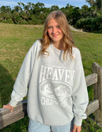 Elevated Faith Christian Crewneck Sweatshirt in Light Gray with 'Heaven Child of the King' Design