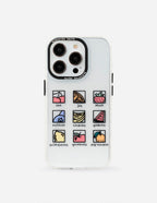 Christian iPhone Case featuring colorful icons representing love, joy, peace, and self-control