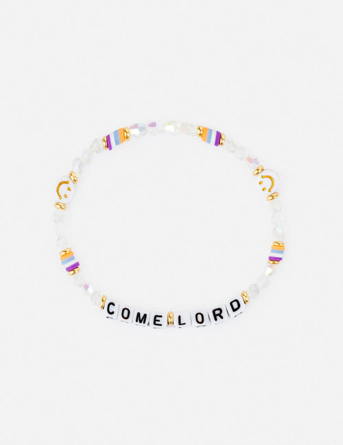 Colorful Christian Jewelry Bracelet with letters spelling 'Come Lord' and decorative beads