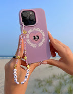 Christian iPhone Case in Purple with Inspirational Design and Attached Beaded Charm