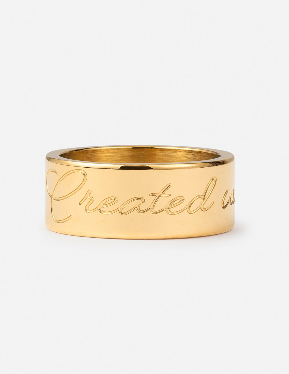 Gold Ring engraved with 'Created Us' from Elevated Faith, perfect for Christian Jewelry enthusiasts