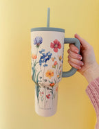 Elevated Faith Floral Tumbler with Straw, a perfect choice for Christian Gifts.
