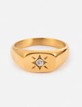 Elevated Faith Gold Star Ring with Center Stone as Elegant Christian Jewelry