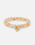 Elevated Faith Christian Jewelry Bracelet with Stone Beads and Gold Cross Charm