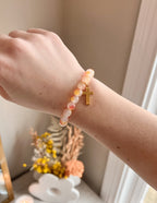 Elevated Faith Stone Bracelet with Gold Cross Charm, perfect as Christian Jewelry Bracelet