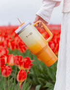 Elevated Faith Tumbler in Gradient Orange with Straw, Perfect for Christian Gifts