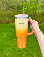 Elevated Faith Orange Gradient Tumbler with Straw, Perfect for Christian Gifts