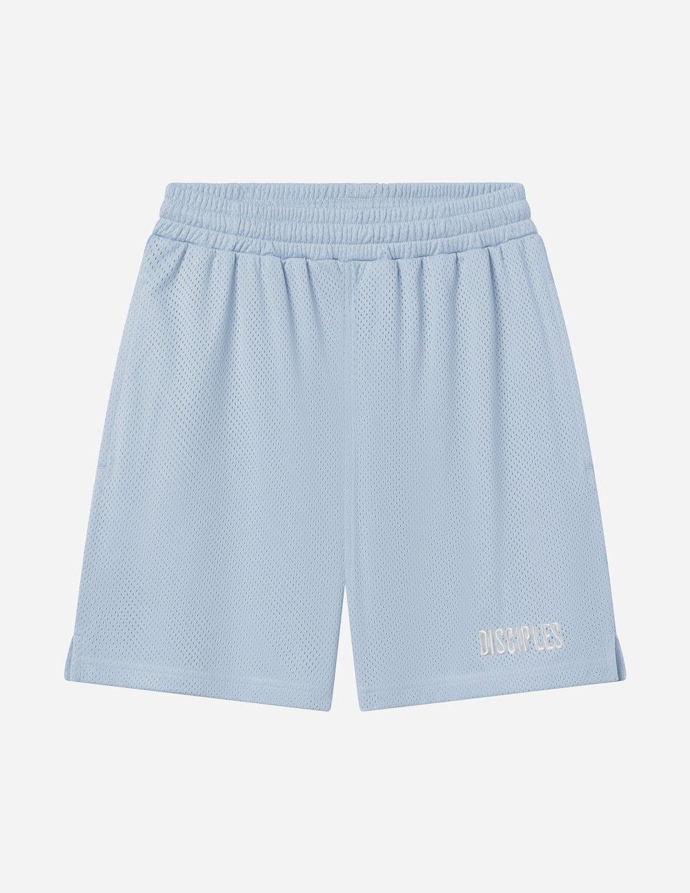 Elevated Faith Christian Shorts in light blue featuring breathable mesh fabric for comfort and style