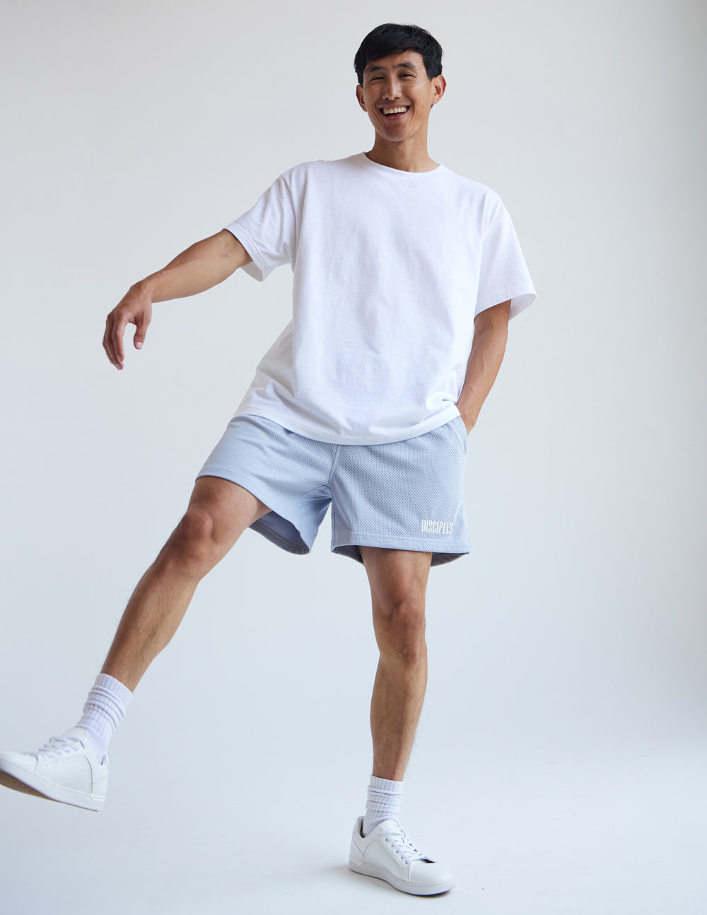 Men's Elevated Faith Christian Shorts in light blue with a comfortable fit and stylish design