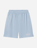 Elevated Faith Christian Shorts in light blue with breathable mesh fabric and embroidered design