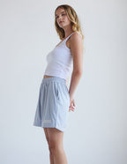 Elevated Faith Christian Shorts in light blue with a comfortable fit for active wear